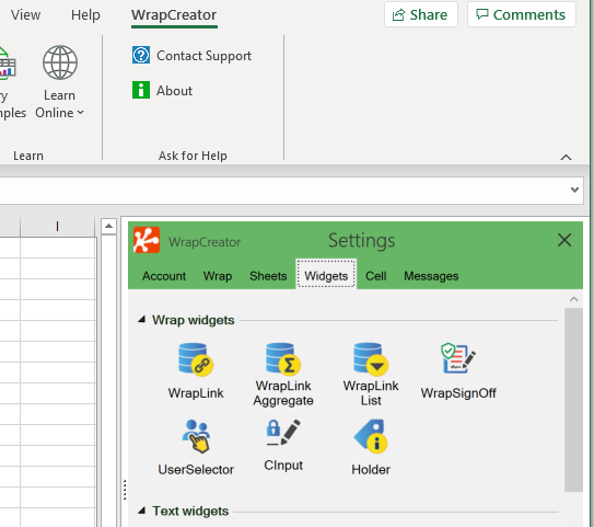 Screenshot of a normal task pane in WrapCrator