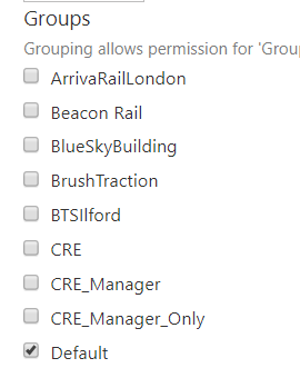 Screenshot of the Wrapgroups list for a Wrap