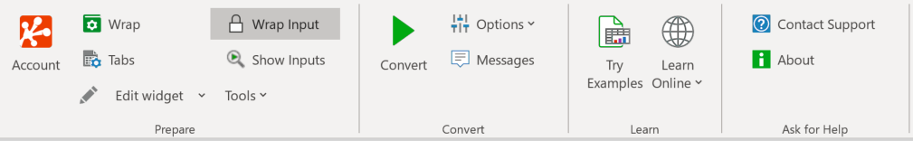 Screenshot of the ribbon menu in Excel