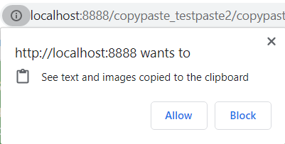 Screenshot of a web browser requesting access to the clipboard