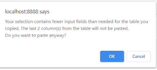 Screenshot of the prompt you get when the cells on the clipboard don't fit the wrap