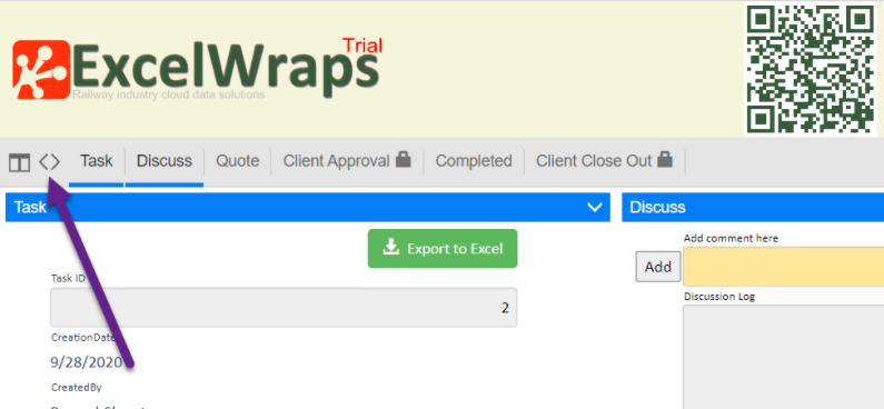 Screenshot of the main user interface for a Wrap with multiple tabs visible, and a button to switch to single-tab mode