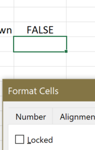 Screenshot of a cell that becomes unlocked because the cell above is unlocked. 