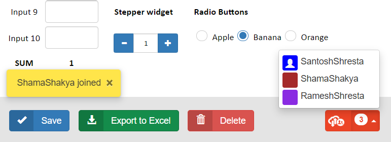 Screenshot of the participant list for a TeamWrap instance