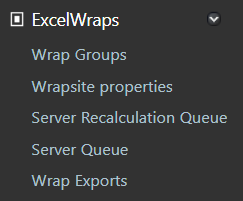 Screenshot of the ExcelWraps group in the ExcelWraps administrative dashboard