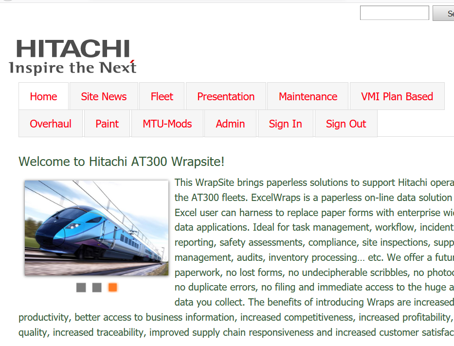 Screenshot of the start page for a wrapsite