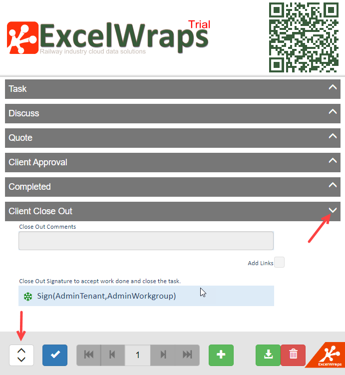 Screenshot of an example of accordion tabs and the expand/collapse button