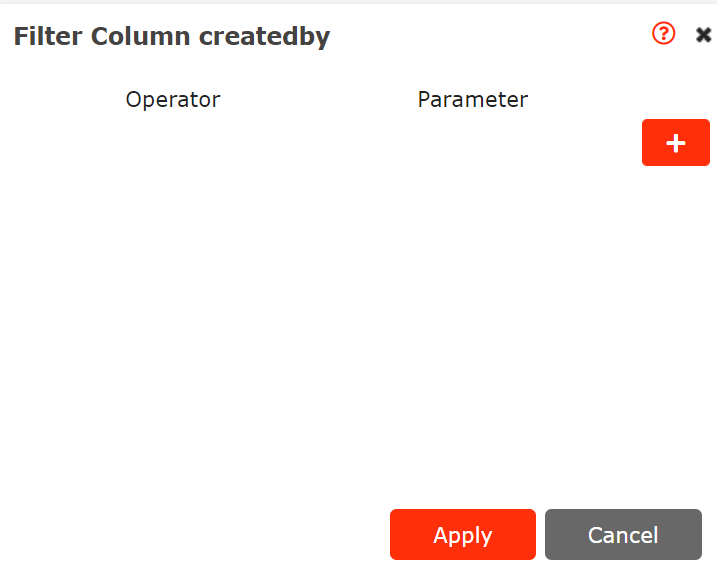 Screenshot of the Filter Column wizard in MyWraps