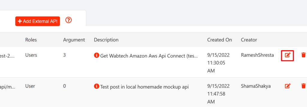 Screenshot of the Edit button for a WrapConnector